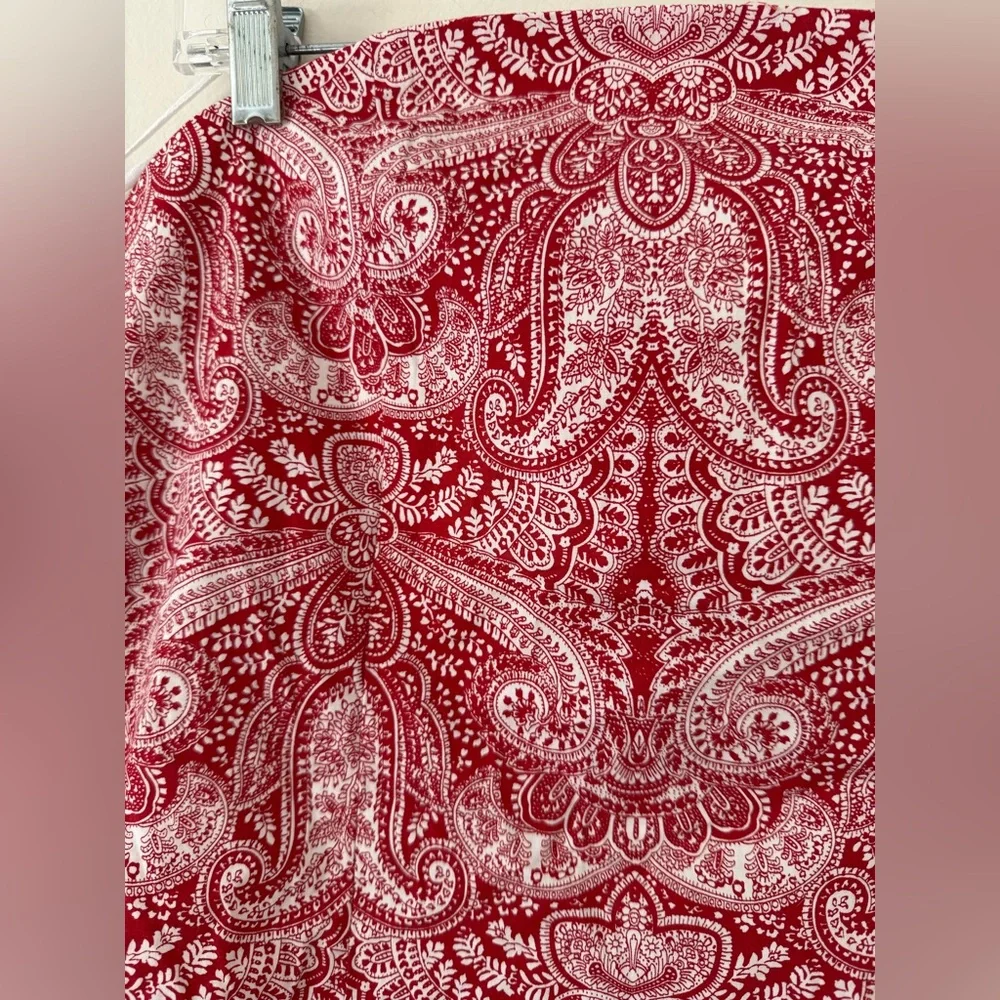 Plus Size 18 Strapless Mini Dress Red and White Paisley Bandana Western - Picture 8 of 13